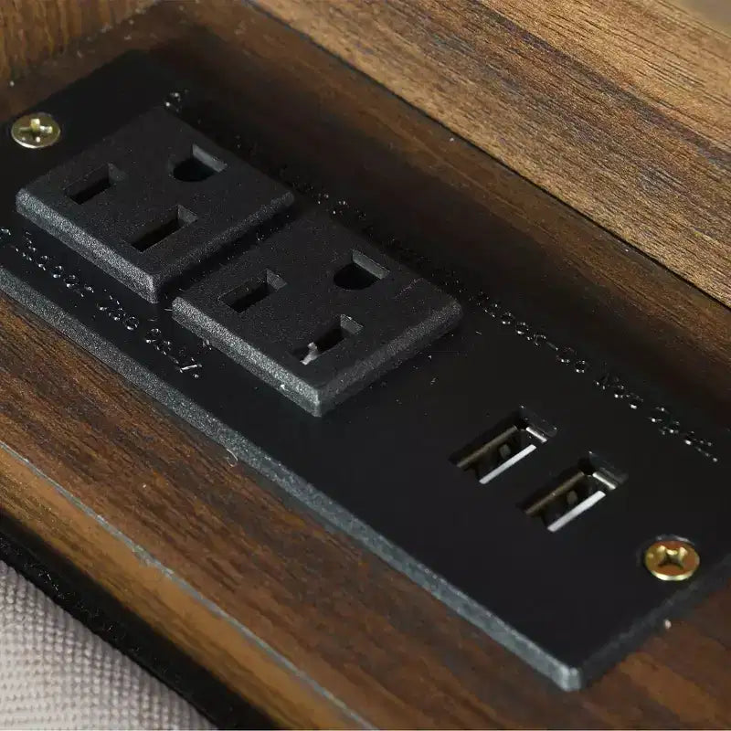 Letto a piattaforma matrimoniale con testiera imbottita e contenitore a rotelle con 2 cassetti Prese USB Facile da montare