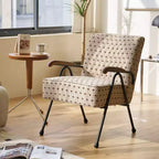 Okak Modern Fabric Accent Chair Living Room Chair with Soft Padded High Back Armchair with Metal Legs for Dining Bedroom Office