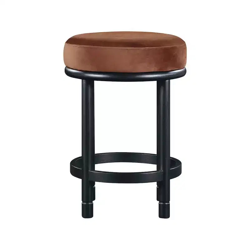 Sgabello da bancone Monette in velluto color cognac