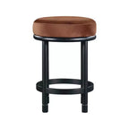Sgabello da bancone Monette in velluto color cognac