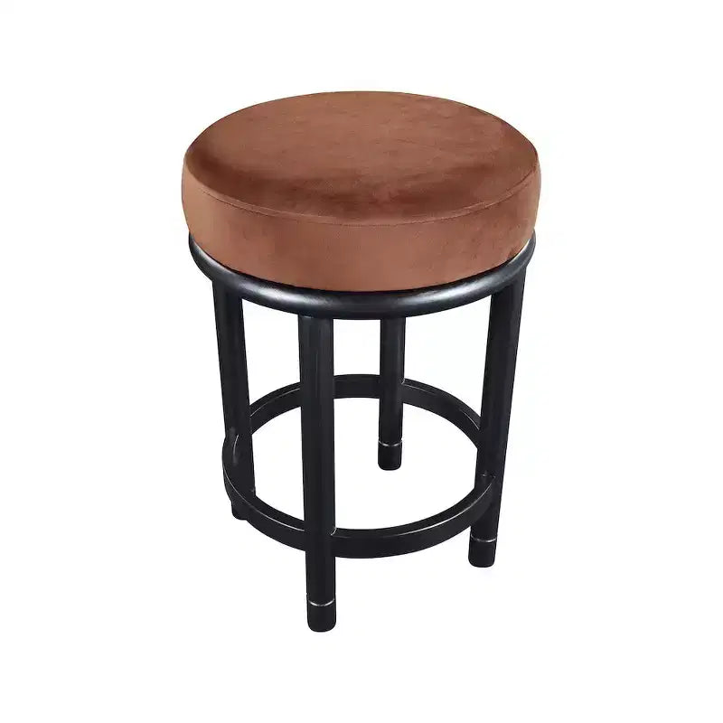Sgabello da bancone Monette in velluto color cognac