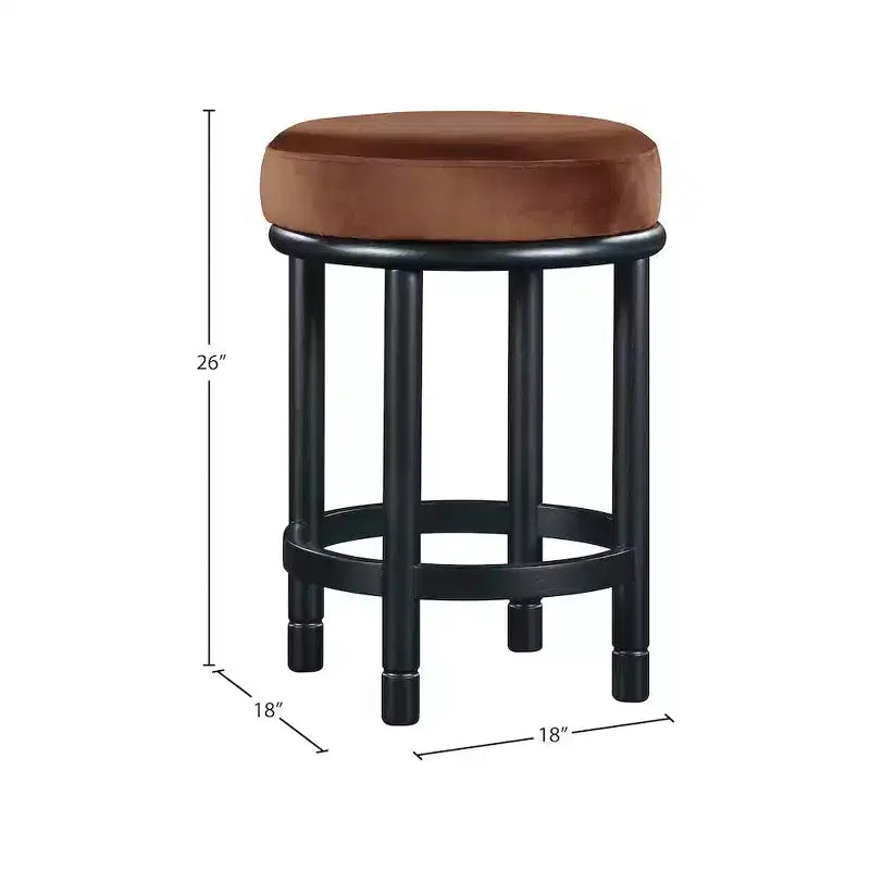 Sgabello da bancone Monette in velluto color cognac
