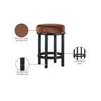Sgabello da bancone Monette in velluto color cognac