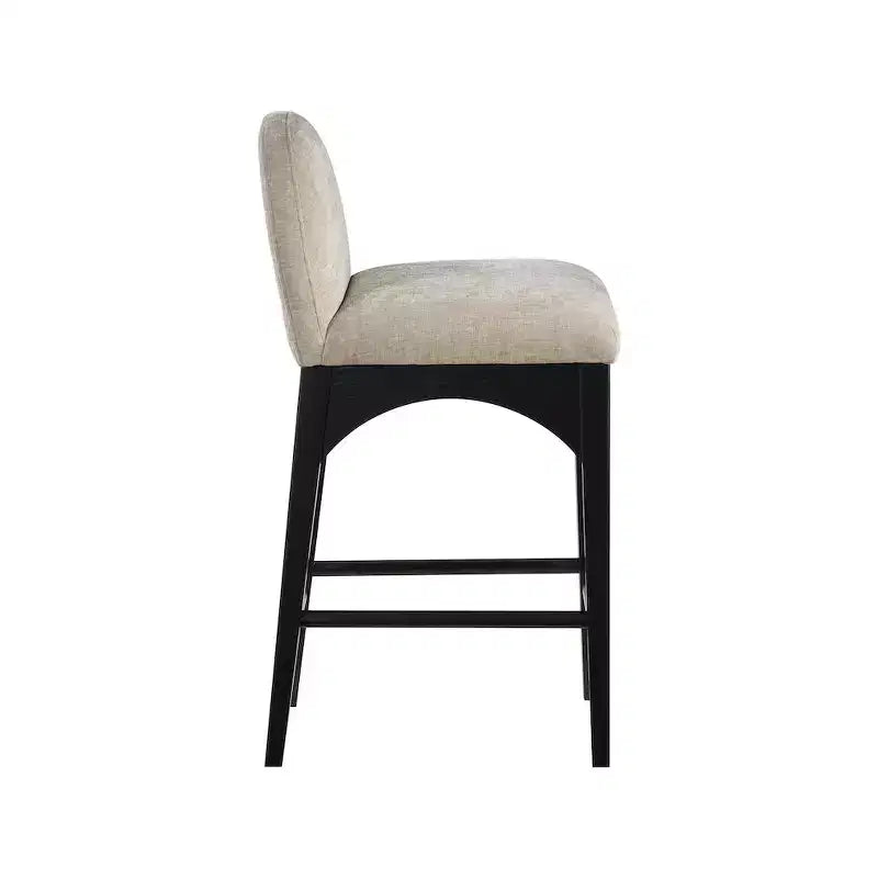 Sgabello in ciniglia beige Waldorf