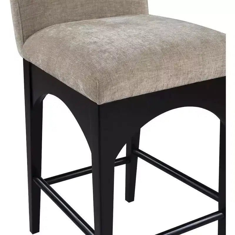 Sgabello in ciniglia beige Waldorf