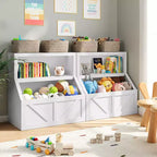 Libreria per bambini, Organizer portaoggetti in legno per giocattoli, Scaffali per libri per bambini adatti per sala giochi, cameretta, camera da letto, scuola materna