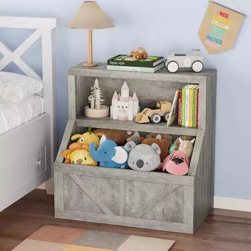 Libreria per bambini, Organizer portaoggetti in legno per giocattoli, Scaffali per libri per bambini adatti per sala giochi, cameretta, camera da letto, scuola materna