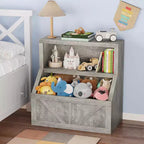 Libreria per bambini, Organizer portaoggetti in legno per giocattoli, Scaffali per libri per bambini adatti per sala giochi, cameretta, camera da letto, scuola materna