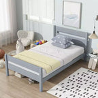 Letto singolo con testiera grigio