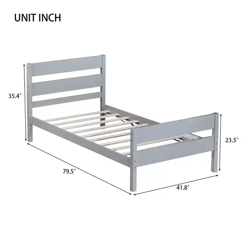 Letto singolo con testiera grigio