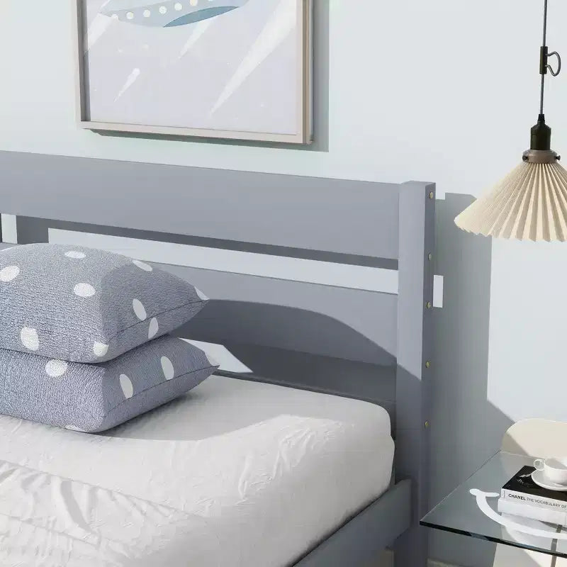 Letto singolo con testiera grigio