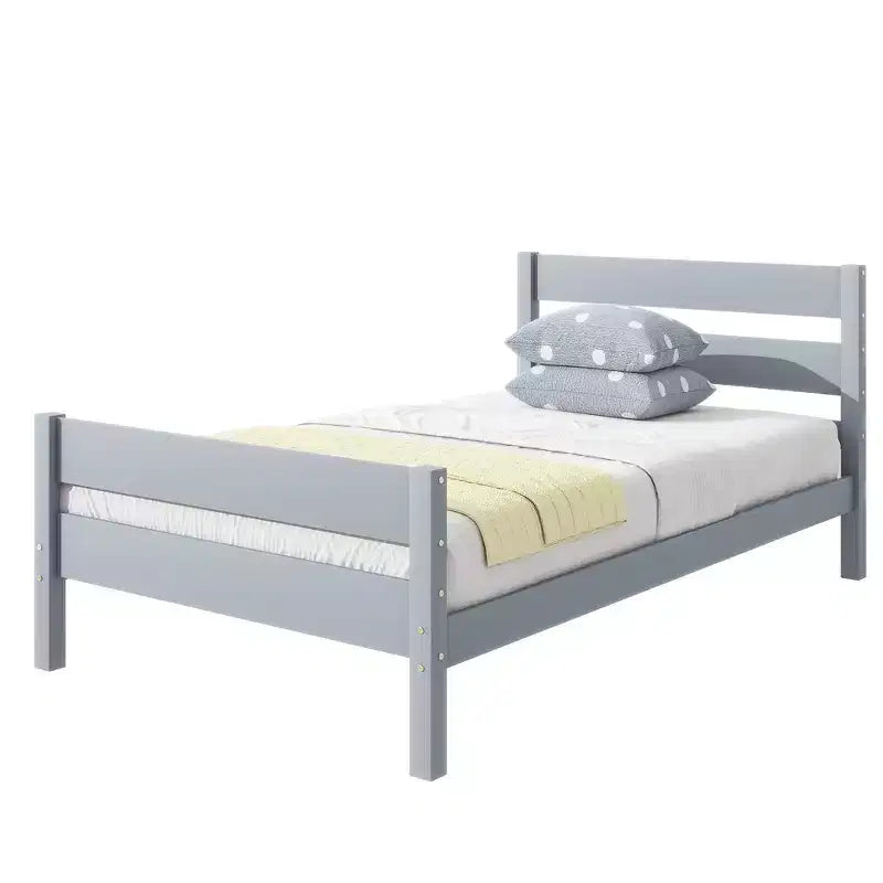 Letto singolo con testiera grigio