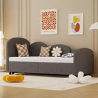 Divano letto Daybed Dry in velluto grigio, moderno, per soggiorno e cameretta bambini