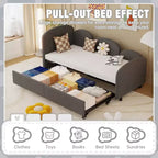 Divano letto Daybed Dry in velluto grigio, moderno, per soggiorno e cameretta bambini
