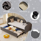 Divano letto Daybed Dry in velluto grigio, moderno, per soggiorno e cameretta bambini