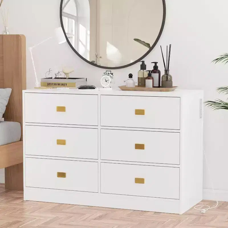Comò Fasciatoio & Tavolo Fasciatoio - Contenitore Sicuro per Bambini a 6 Cassetti