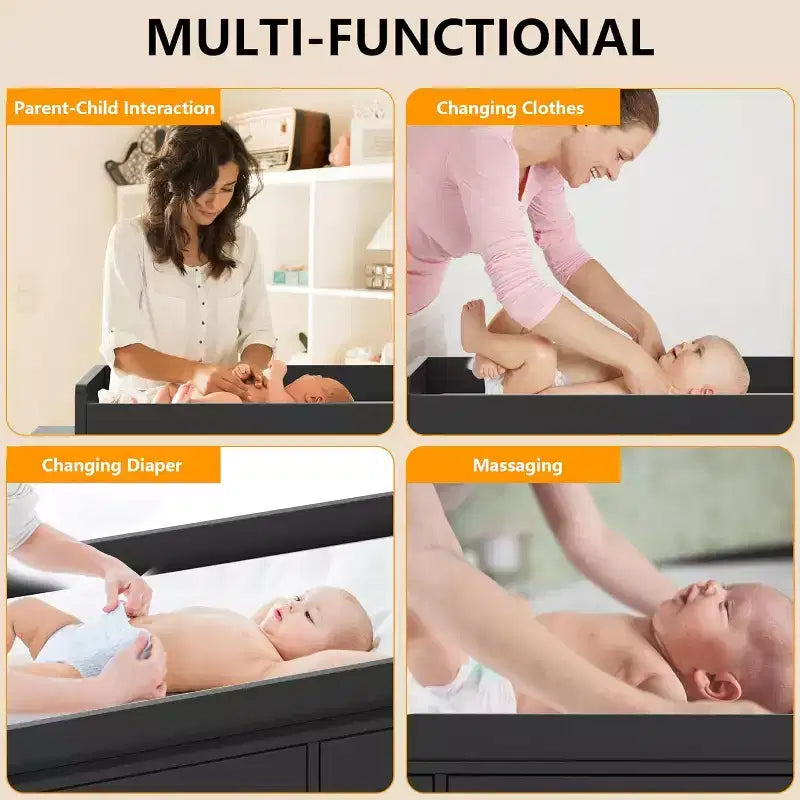 Comò Fasciatoio & Tavolo Fasciatoio - Contenitore Sicuro per Bambini a 6 Cassetti