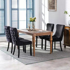 Sedie da Pranzo Retrò Set da 2, Comode Sedie Imbottite a Pozzetto con Cuciture Posteriori e Borchie Decorative, Sedie da Cucina con Gambe in Legno Massello