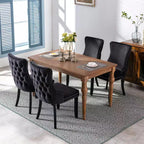 Sedie da Pranzo Retrò Set da 2, Comode Sedie Imbottite a Pozzetto con Cuciture Posteriori e Borchie Decorative, Sedie da Cucina con Gambe in Legno Massello