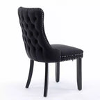 Sedie da Pranzo Retrò Set da 2, Comode Sedie Imbottite a Pozzetto con Cuciture Posteriori e Borchie Decorative, Sedie da Cucina con Gambe in Legno Massello