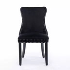 Sedie da Pranzo Retrò Set da 2, Comode Sedie Imbottite a Pozzetto con Cuciture Posteriori e Borchie Decorative, Sedie da Cucina con Gambe in Legno Massello