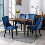 Sedie da Pranzo Retrò Set da 2, Comode Sedie Imbottite a Pozzetto con Cuciture Posteriori e Borchie Decorative, Sedie da Cucina con Gambe in Legno Massello