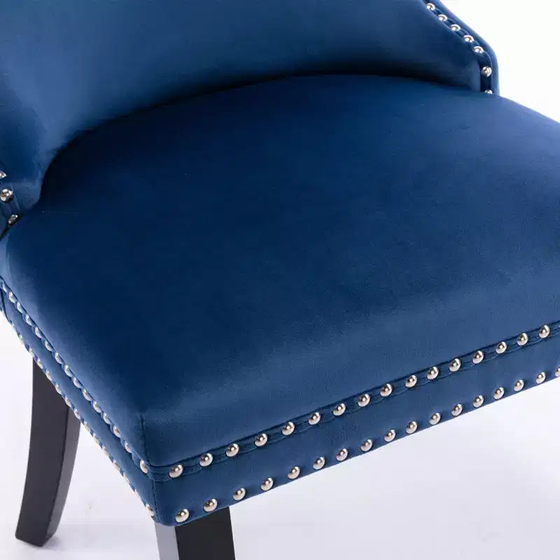 Sedie da Pranzo Retrò Set da 2, Comode Sedie Imbottite a Pozzetto con Cuciture Posteriori e Borchie Decorative, Sedie da Cucina con Gambe in Legno Massello