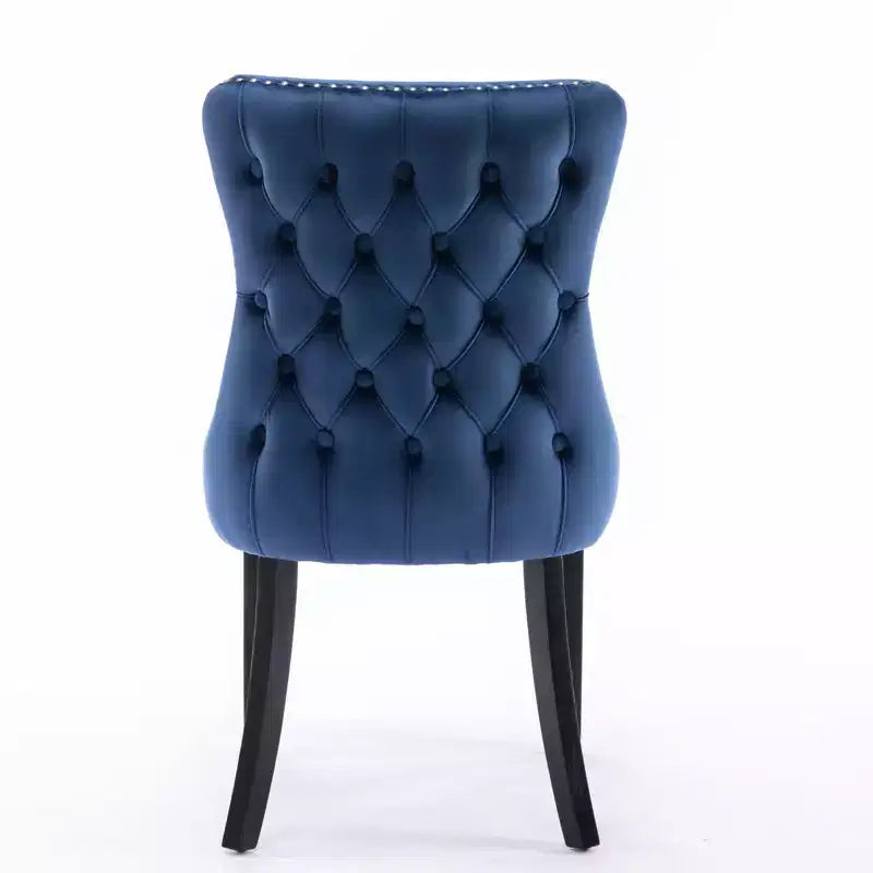 Sedie da Pranzo Retrò Set da 2, Comode Sedie Imbottite a Pozzetto con Cuciture Posteriori e Borchie Decorative, Sedie da Cucina con Gambe in Legno Massello