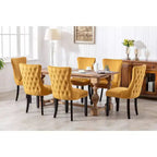 Sedie da Pranzo Retrò Set da 2, Comode Sedie Imbottite a Pozzetto con Cuciture Posteriori e Borchie Decorative, Sedie da Cucina con Gambe in Legno Massello