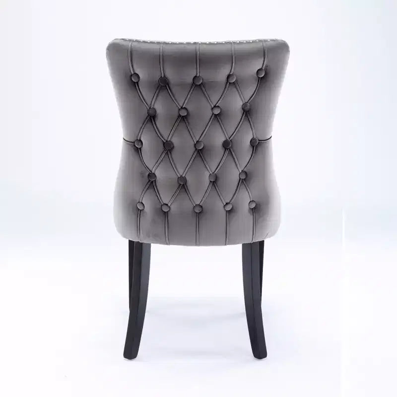 Sedie da Pranzo Retrò Set da 2, Comode Sedie Imbottite a Pozzetto con Cuciture Posteriori e Borchie Decorative, Sedie da Cucina con Gambe in Legno Massello