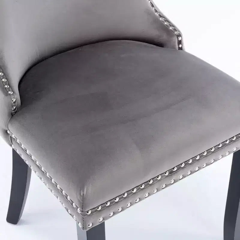 Sedie da Pranzo Retrò Set da 2, Comode Sedie Imbottite a Pozzetto con Cuciture Posteriori e Borchie Decorative, Sedie da Cucina con Gambe in Legno Massello