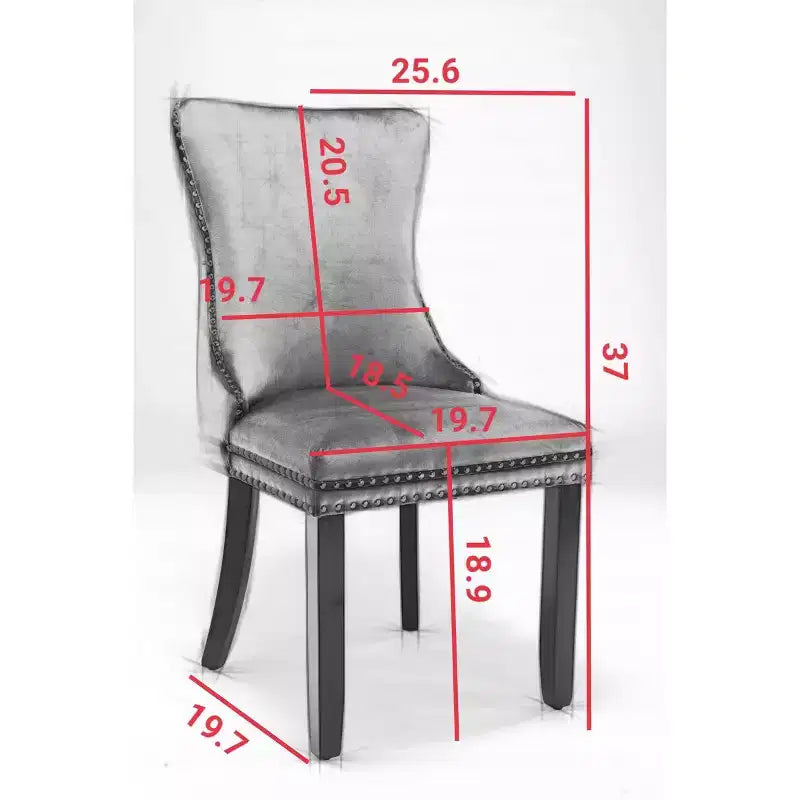 Sedie da Pranzo Retrò Set da 2, Comode Sedie Imbottite a Pozzetto con Cuciture Posteriori e Borchie Decorative, Sedie da Cucina con Gambe in Legno Massello