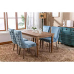 Sedie da Pranzo Retrò Set da 2, Comode Sedie Imbottite a Pozzetto con Cuciture Posteriori e Borchie Decorative, Sedie da Cucina con Gambe in Legno Massello