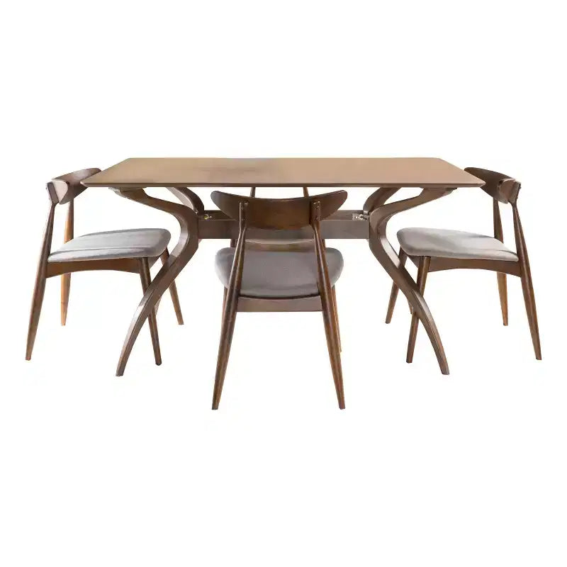 Set da pranzo Brevard in tessuto imbottito, design moderno di metà secolo, 5 pezzi