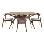 Set da pranzo Brevard in tessuto imbottito, design moderno di metà secolo, 5 pezzi