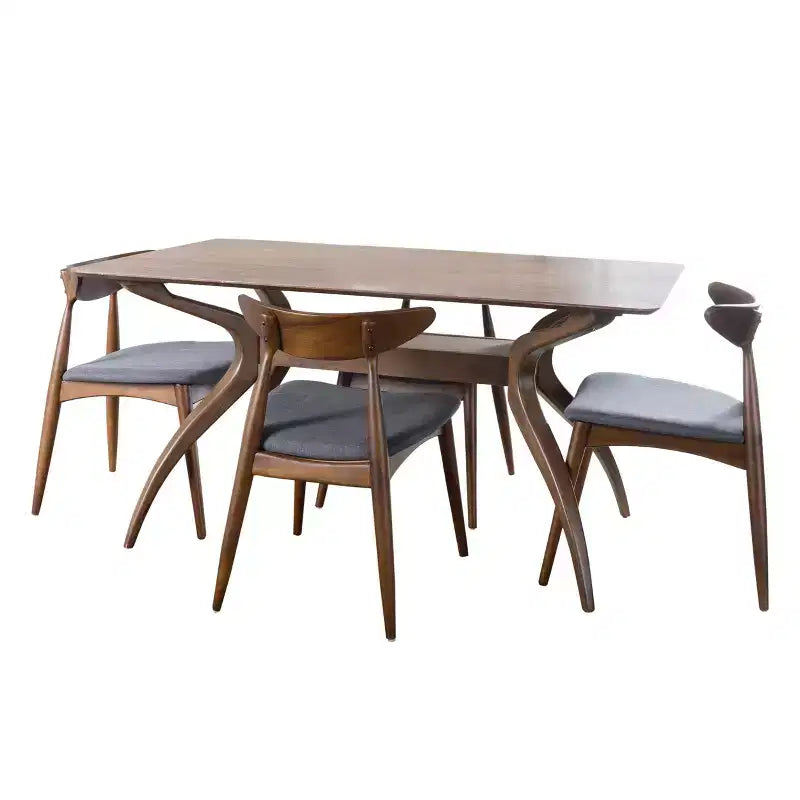 Set da pranzo Brevard in tessuto imbottito, design moderno di metà secolo, 5 pezzi