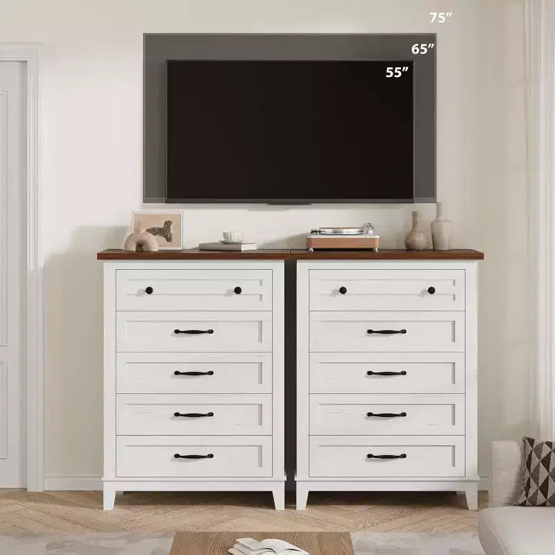 Comò alto a 5 cassetti, cassettiera verticale, comò moderno in legno da 41,3" per camera da letto, soggiorno, ingresso