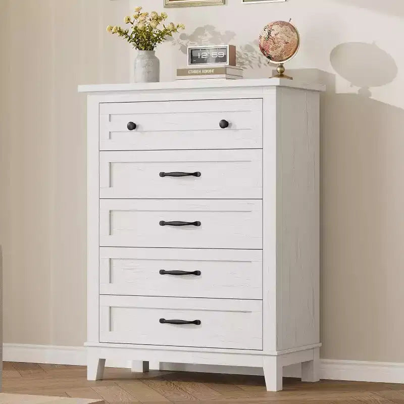 Comò alto a 5 cassetti, cassettiera verticale, comò moderno in legno da 41,3" per camera da letto, soggiorno, ingresso
