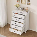 Comò alto a 5 cassetti, cassettiera verticale, comò moderno in legno da 41,3" per camera da letto, soggiorno, ingresso