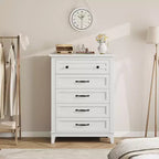 Comò alto a 5 cassetti, cassettiera verticale, comò moderno in legno da 41,3" per camera da letto, soggiorno, ingresso