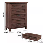 Comò alto a 5 cassetti, cassettiera verticale, comò moderno in legno da 41,3" per camera da letto, soggiorno, ingresso