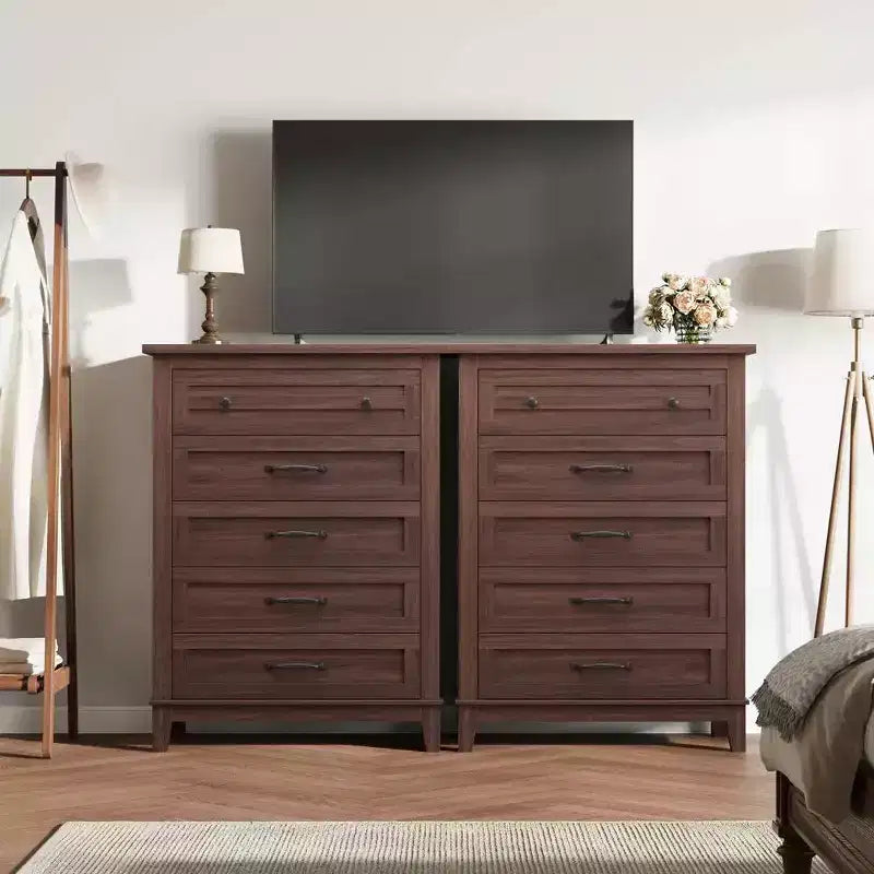 Comò alto a 5 cassetti, cassettiera verticale, comò moderno in legno da 41,3" per camera da letto, soggiorno, ingresso