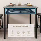 Set da 4 Pezzi con Tavolo Rettangolare da Cucina, 1 Panca Imbottita e 2 Sgabelli Quadrati