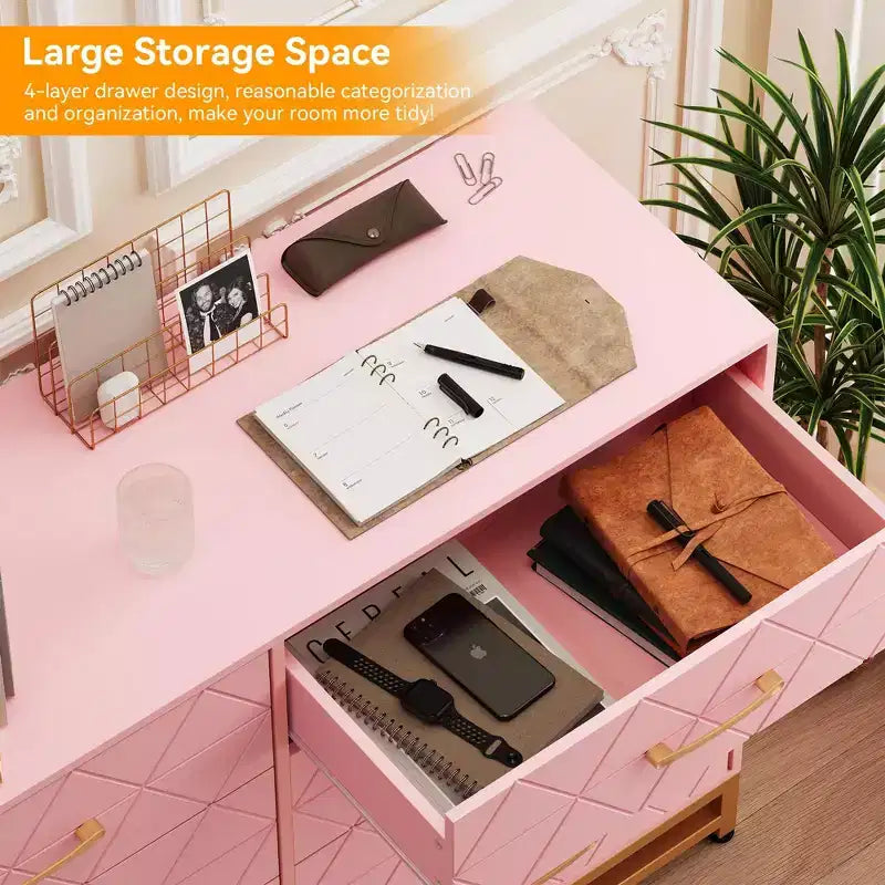 Cassettiera da camera da letto con 8 cassetti, comò mobile TV, grande cassettiera in legno per riporre e organizzare (bianco)