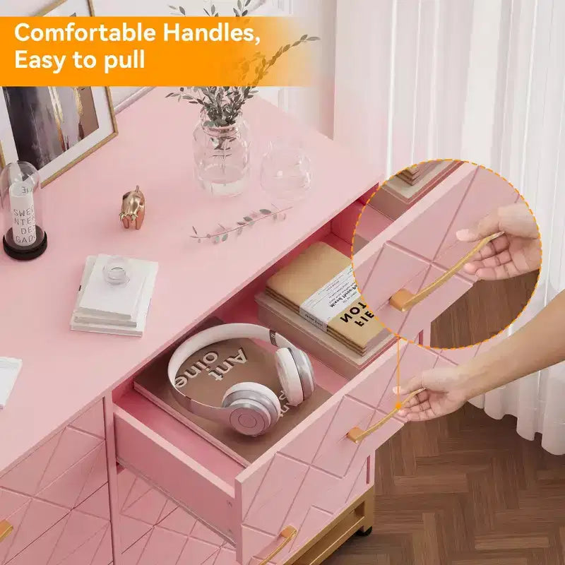 Cassettiera da camera da letto con 8 cassetti, comò mobile TV, grande cassettiera in legno per riporre e organizzare (bianco)