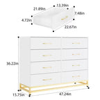 Cassettiera da camera da letto con 8 cassetti, comò mobile TV, grande cassettiera in legno per riporre e organizzare (bianco)