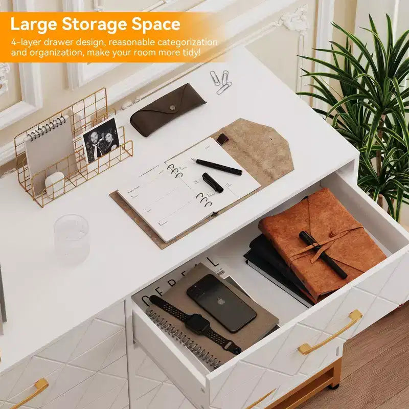 Cassettiera da camera da letto con 8 cassetti, comò mobile TV, grande cassettiera in legno per riporre e organizzare (bianco)