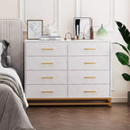 Cassettiera da camera da letto con 8 cassetti, comò mobile TV, grande cassettiera in legno per riporre e organizzare (bianco)