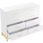 Cassettiera da camera da letto con 8 cassetti, comò mobile TV, grande cassettiera in legno per riporre e organizzare (bianco)