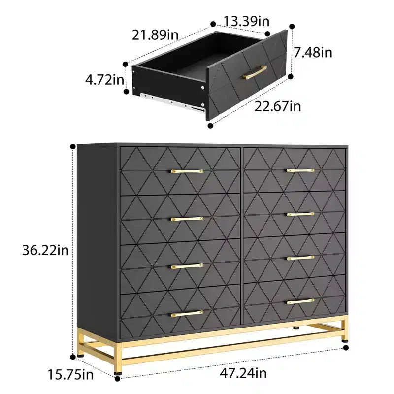 Cassettiera da camera da letto con 8 cassetti, comò mobile TV, grande cassettiera in legno per riporre e organizzare (bianco)